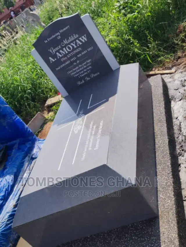 Gray Granite Tombstone Done At Abolobi Accra