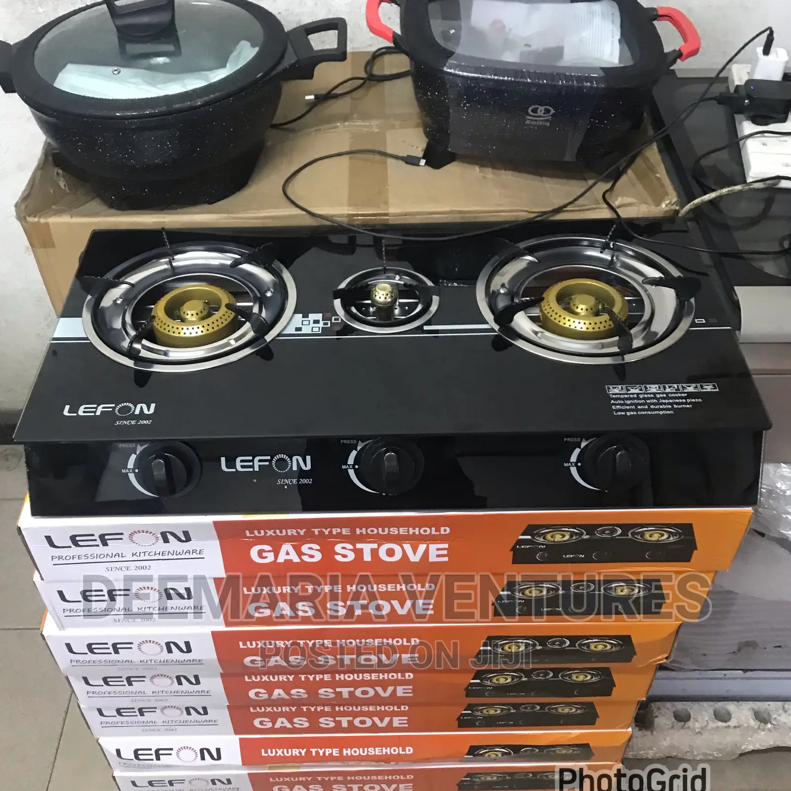 Lefon 3 Burners Auto Ignition Glass Gas Stove