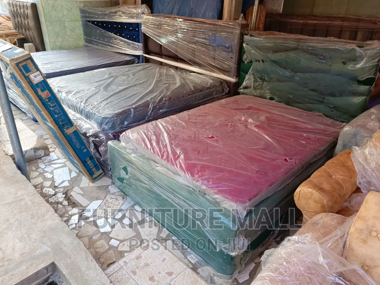 Green Double Bed With Mattress. Free Delivery
