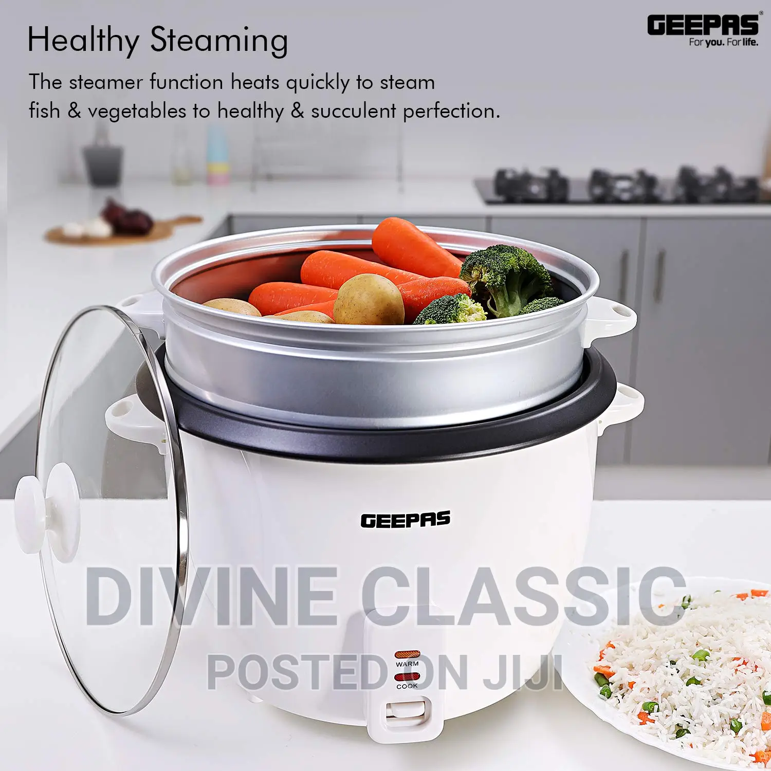 Geepas 2.8 Lit Rice Cooker With Steamer