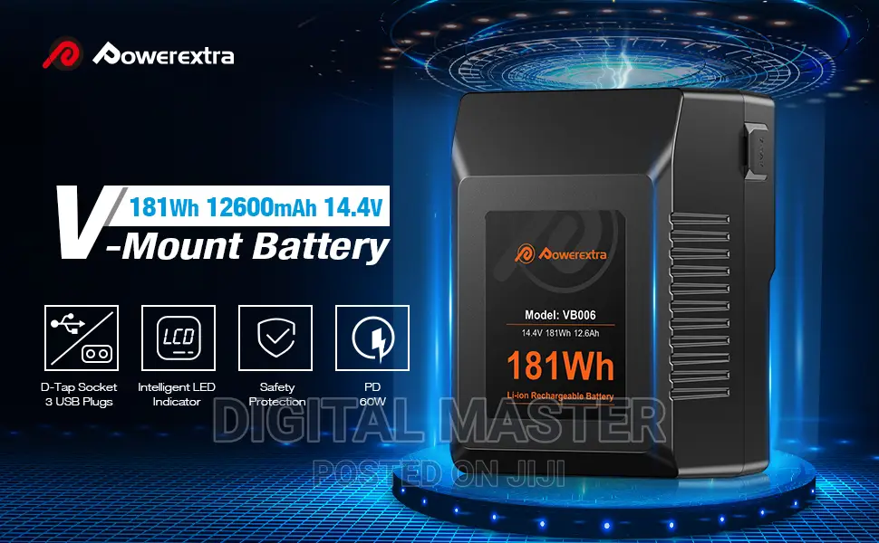 Powerextra VB006 14.4V 181wh 12.6ah v-Mount Battery