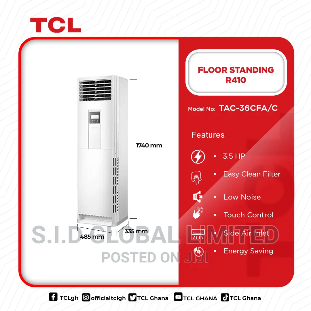 TCL 3.5hp Floor Standing R410 Tac-36cfa/C + Free Fan
