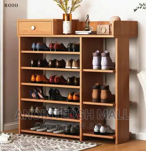 5 Tier Wooden Shoe Rack - Brown