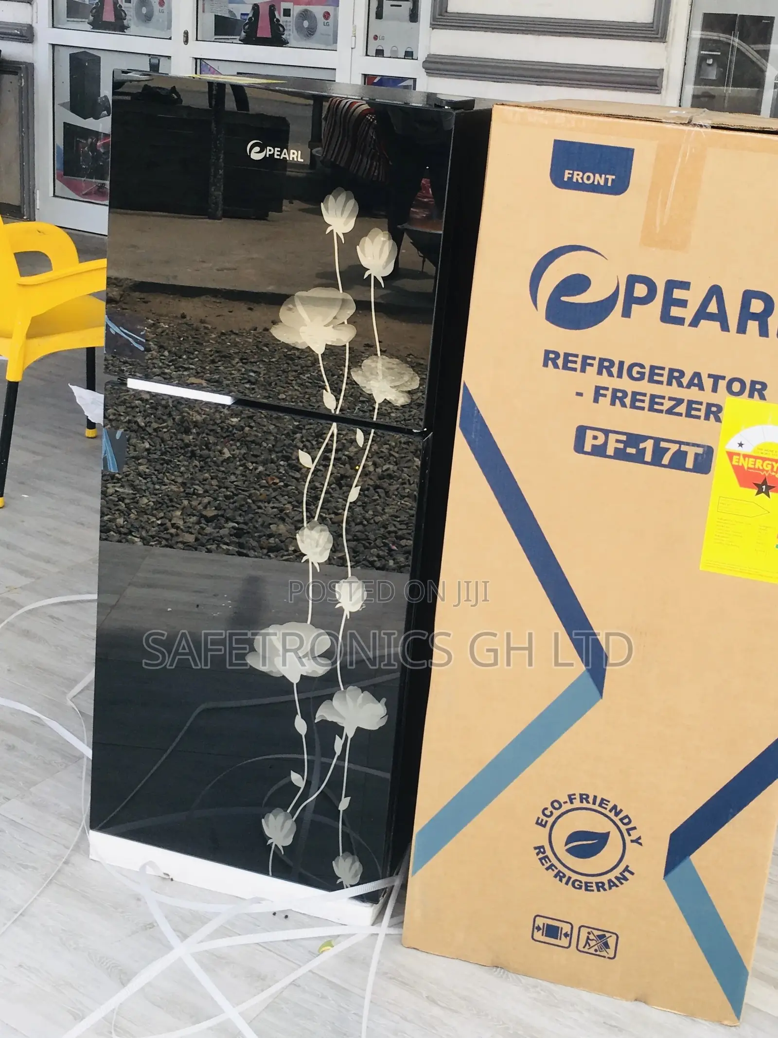 Glass Black Doubledoor PF-17T Topfreezer Pearl Fridge 