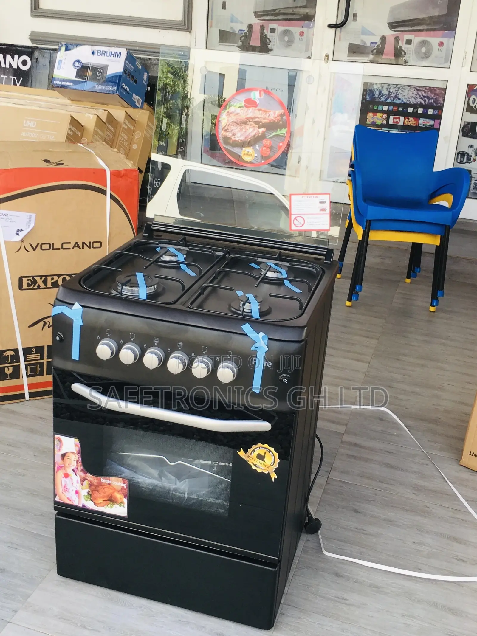 Oven With Grill 60x60 Ferre Black 4 Gas Cooker Electric 