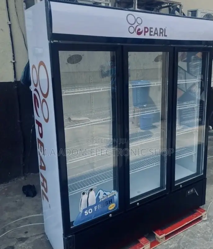 Quality Yet Affordable Pearl PVC-150 3 Door Display Fridge.