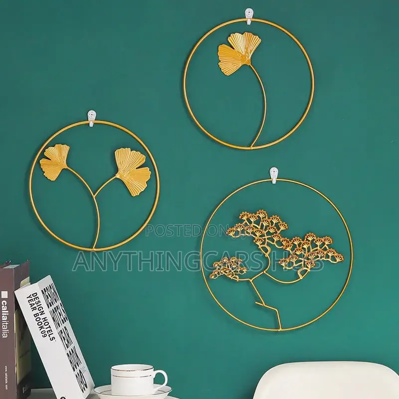 Luxury Gold Palm Maple Leaf Wall Hanging Pendant Living