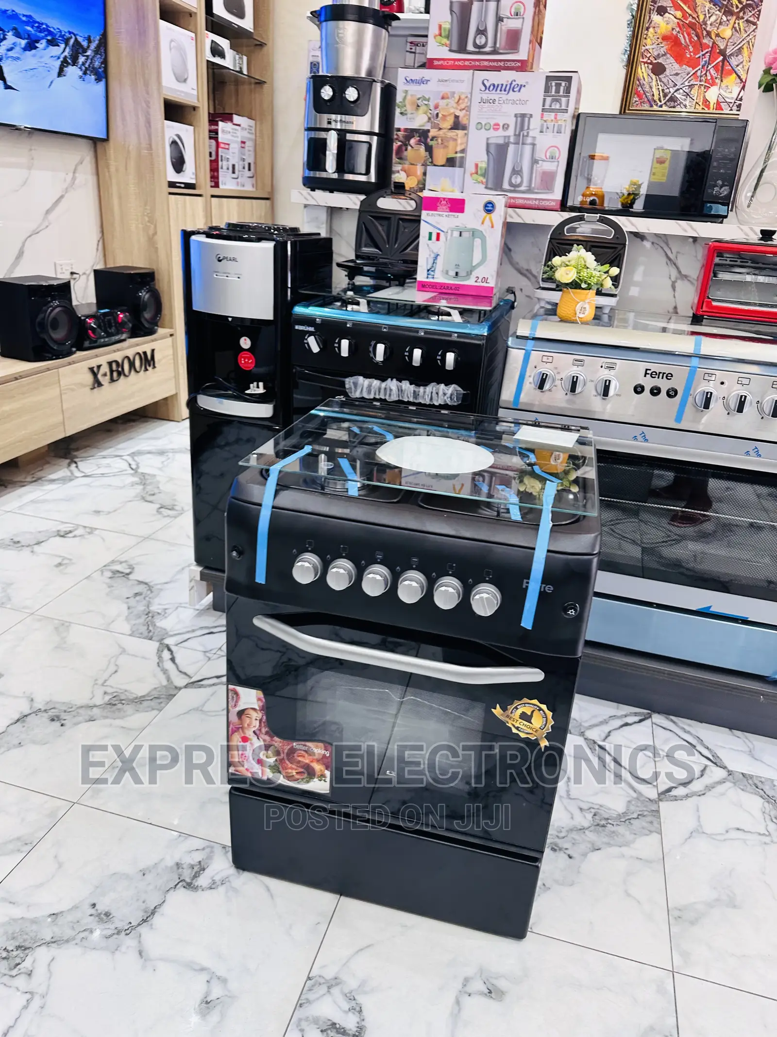 Gas Guru Stove Oven Grill Black 4burner