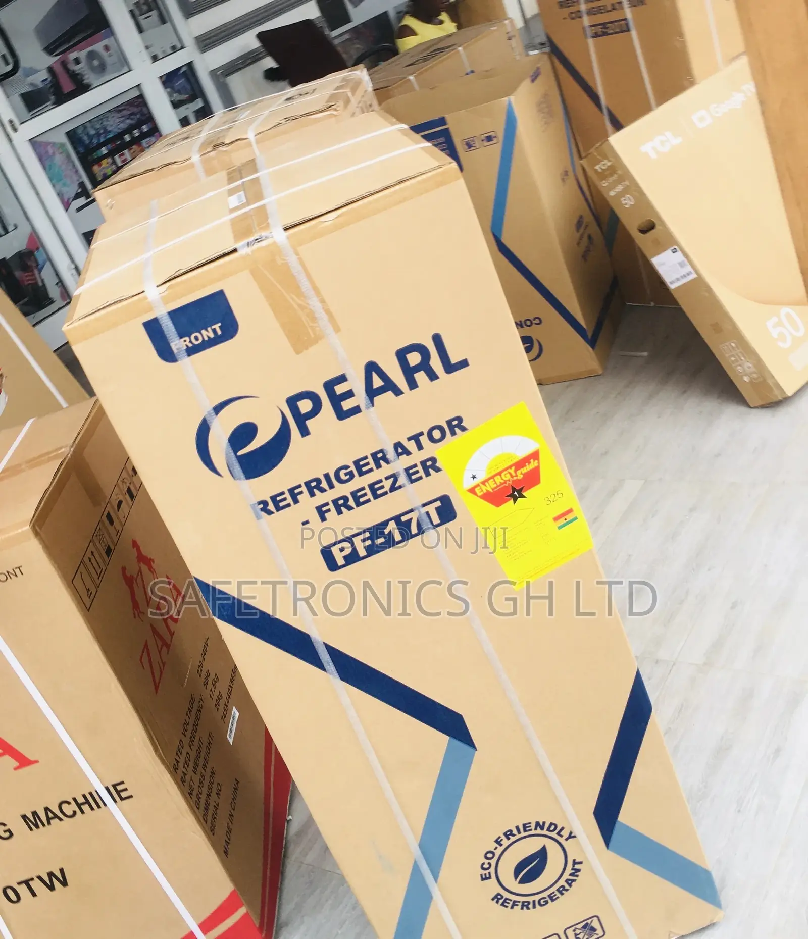 Pearl PF-17T Doubledoor Glass Black Topfreezer Fridge 