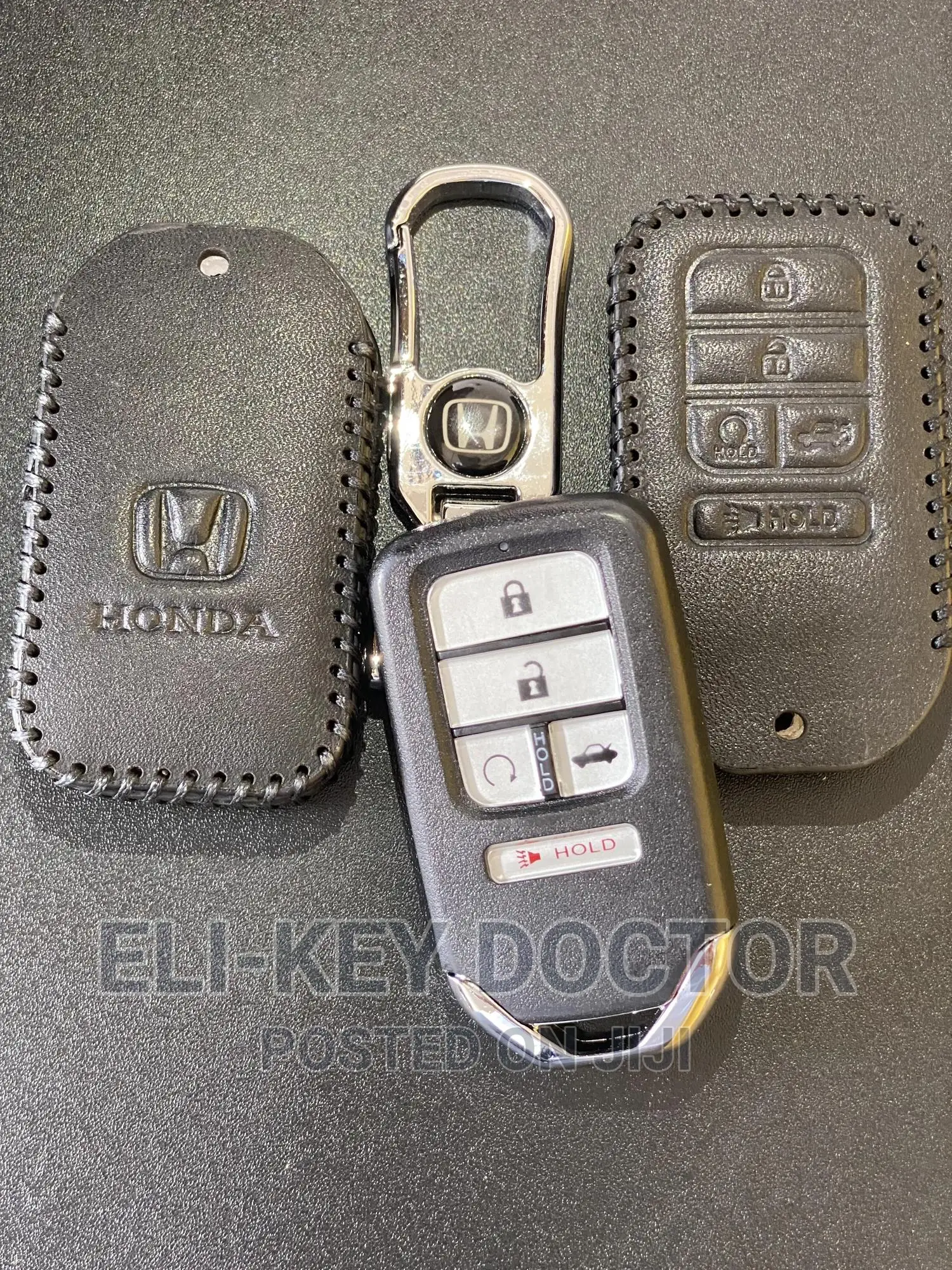 Leather Cases for Honda Accord Civic CRV Smart Key With Hook