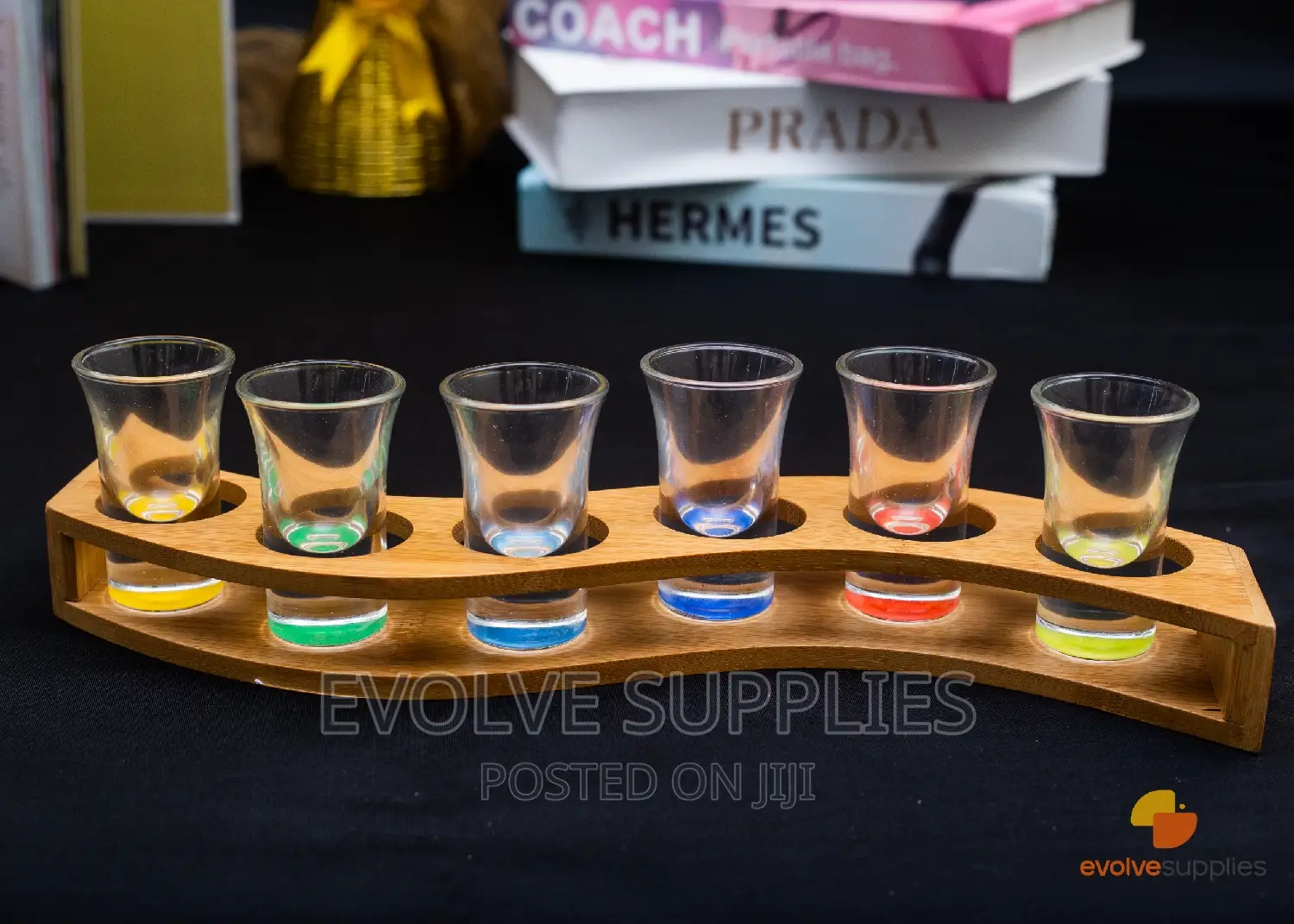 30ml Coloured Tequila Shots With Wooden Stand