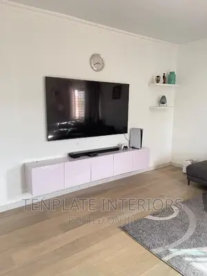 8ft Besta Floating TV Unit in Glossy White