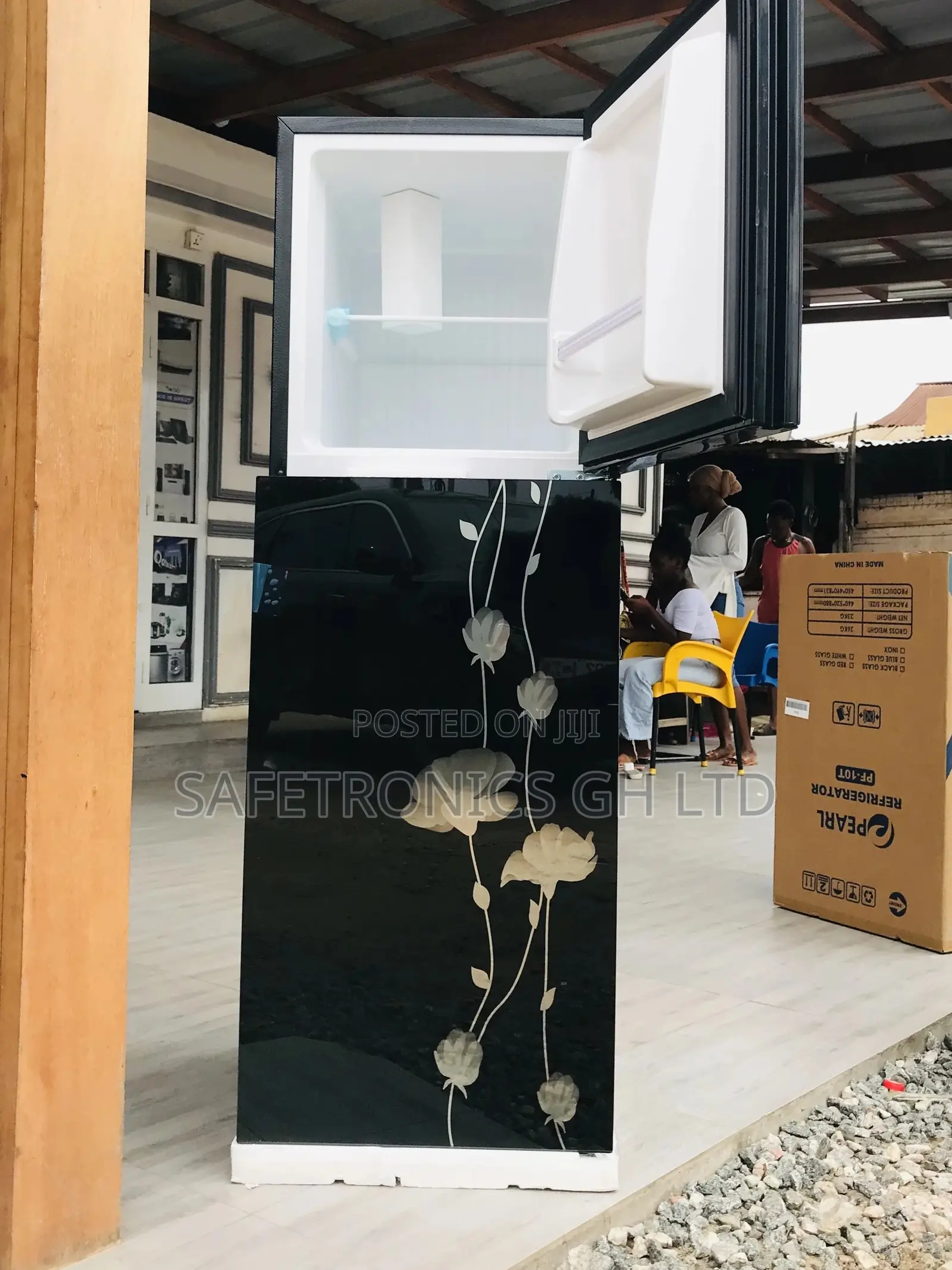 Glass Doubledoor Black PF-20T Pearl Topfreezer Fridge 
