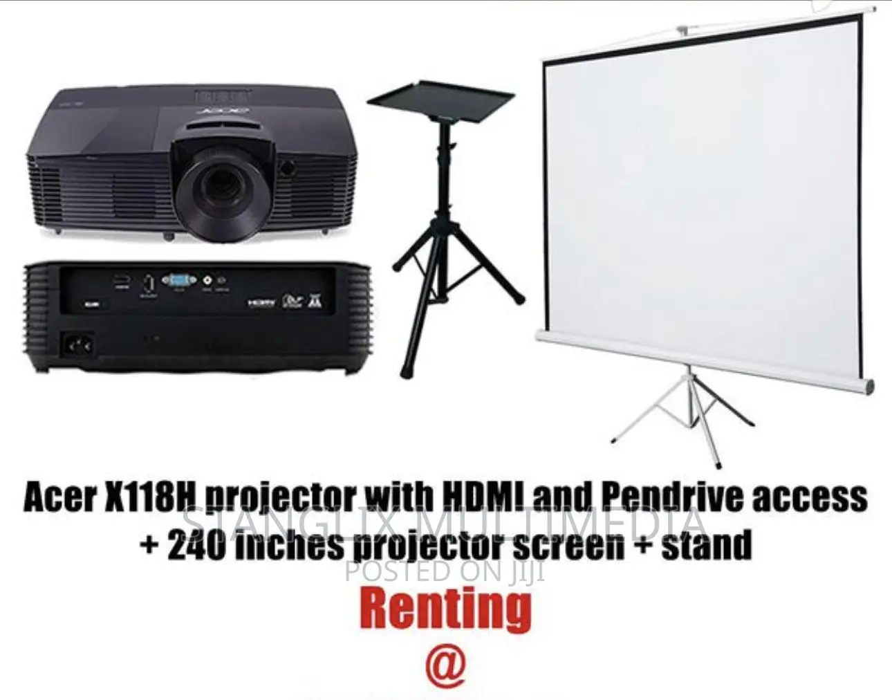 Projector Screen +Hdmi,Pendrive Projector for Renting Only