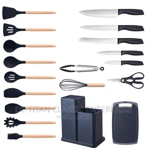 19pcs Silicone Kitchen Spoon and Knife With Chopping Board