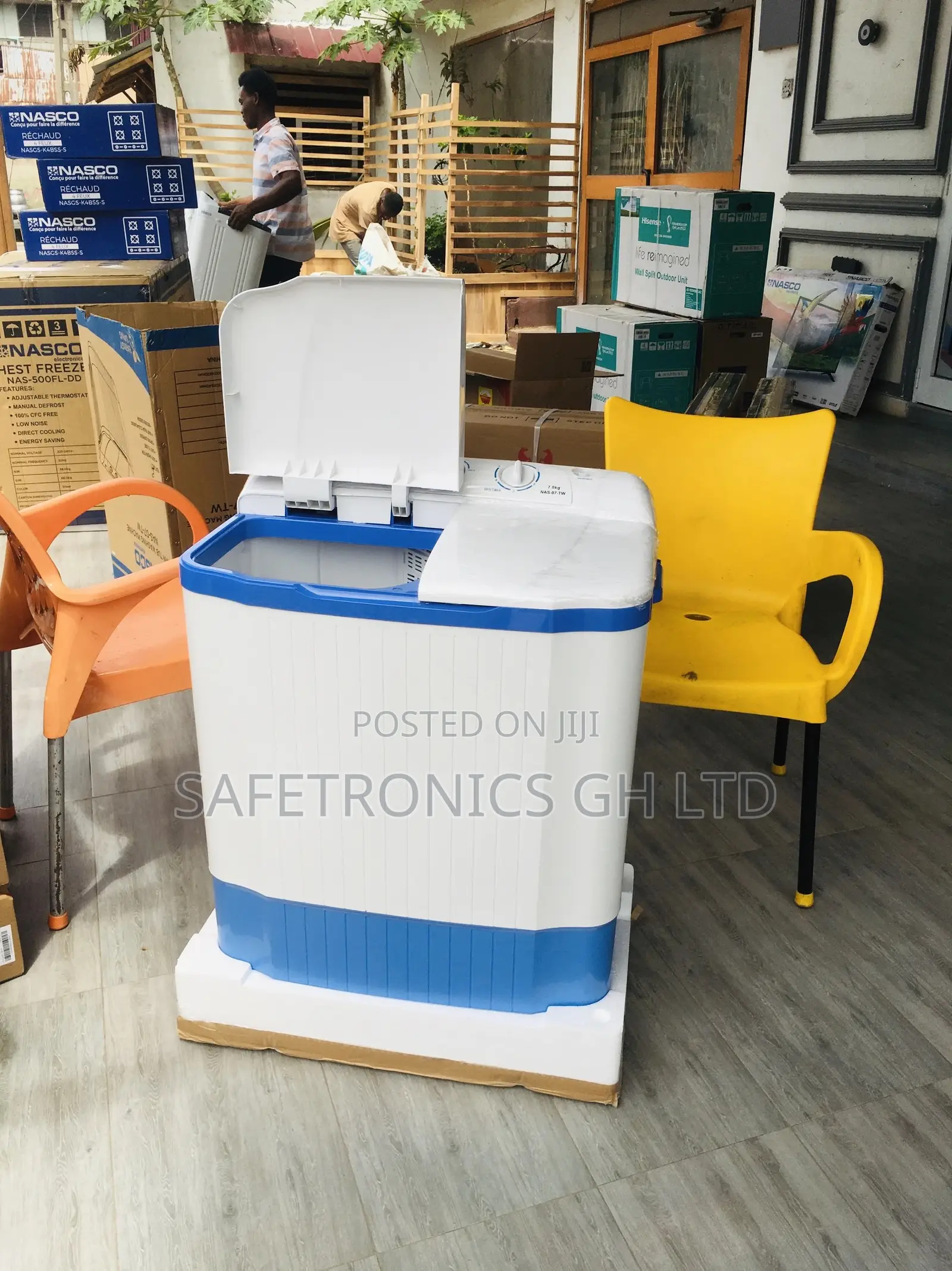 White/Blue 7kg Washingmachine Topload Semiautomatic Nasco 