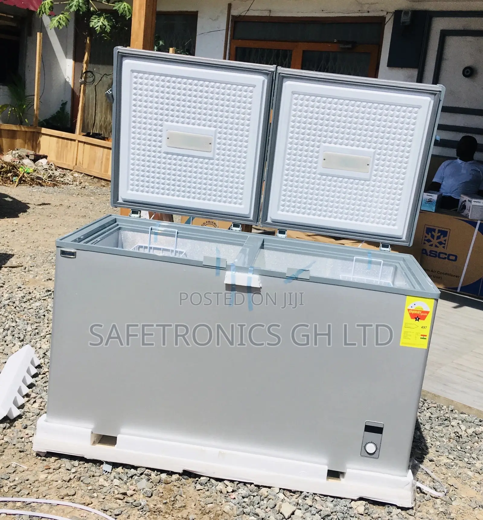 Doubledoor Topfreezer Nas500fc Chestfreezer 425 Liters Gray