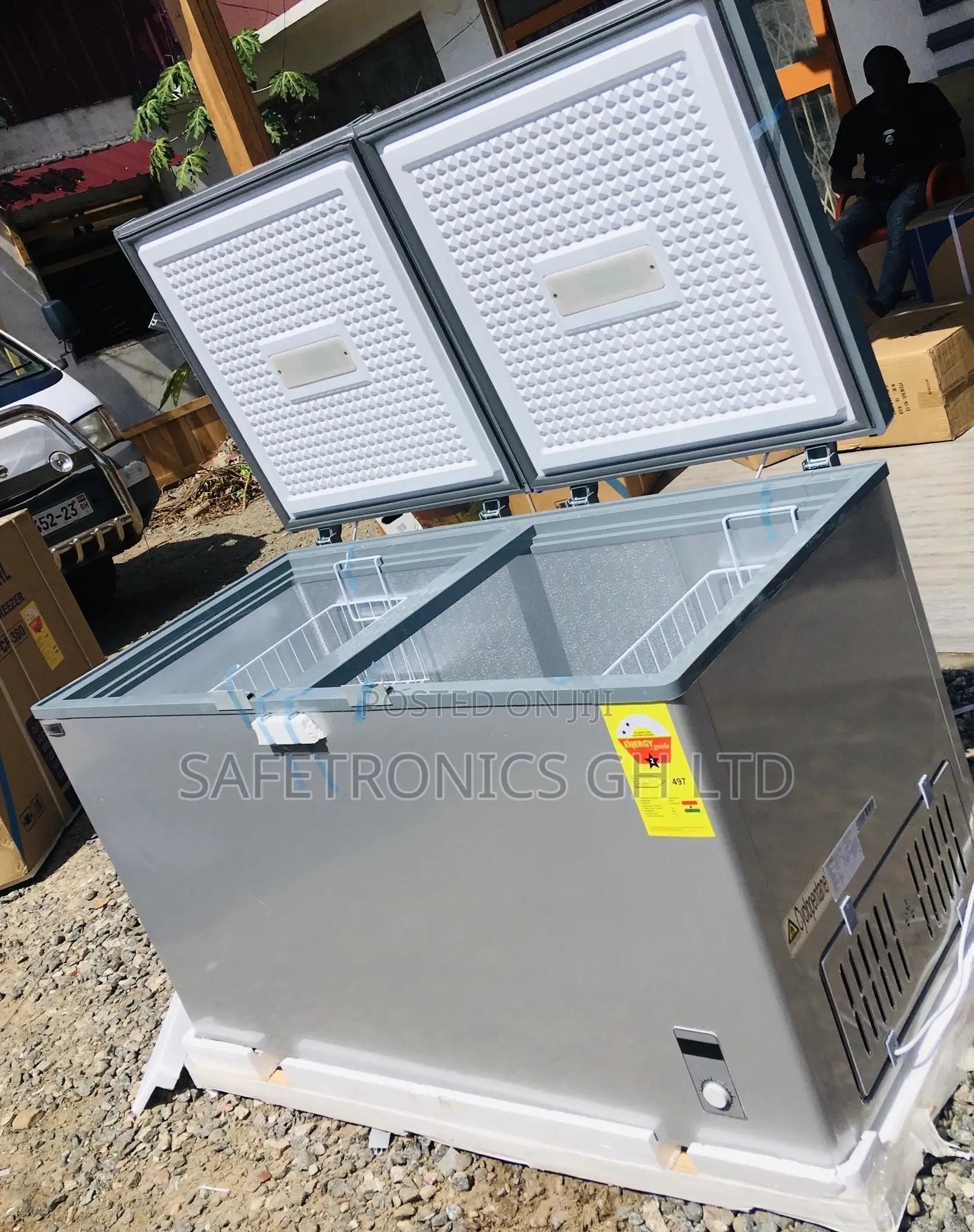 Chestfreezer Lasting 425 Liters Doubledoor Nas500fc Gray 