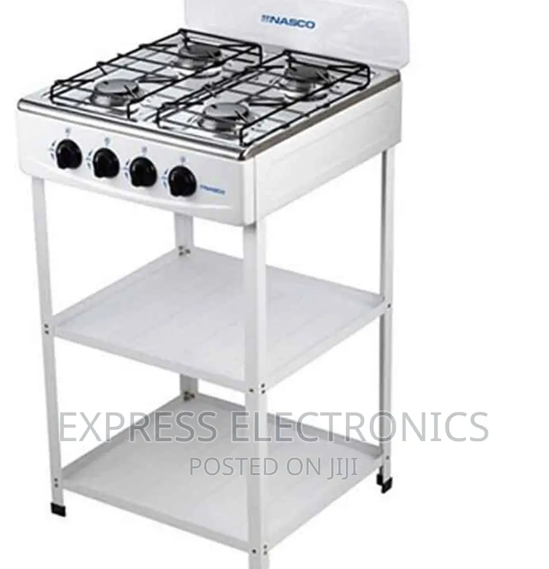 Double Shelf Gas Cooker 4burner White Nasco