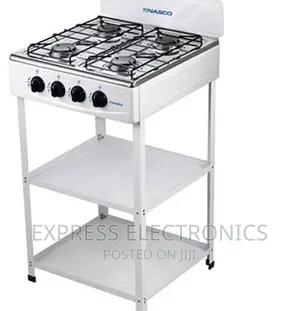 Double Shelf Gas Cooker 4burner White Nasco