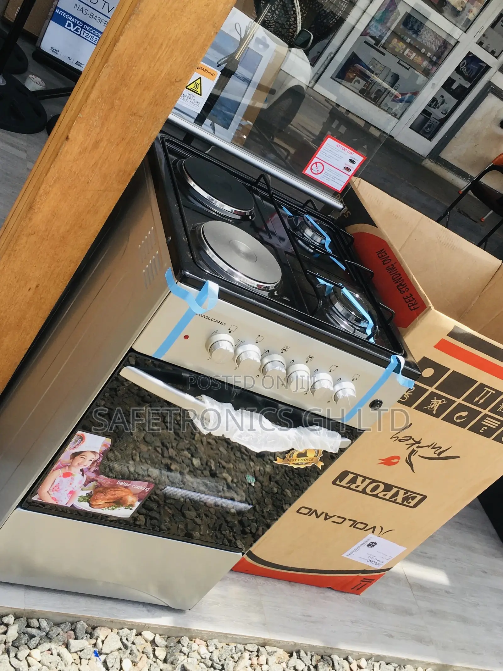 Burner 4 Gas Cooker Oven With Grill 50x50 Volcano Glass Lid