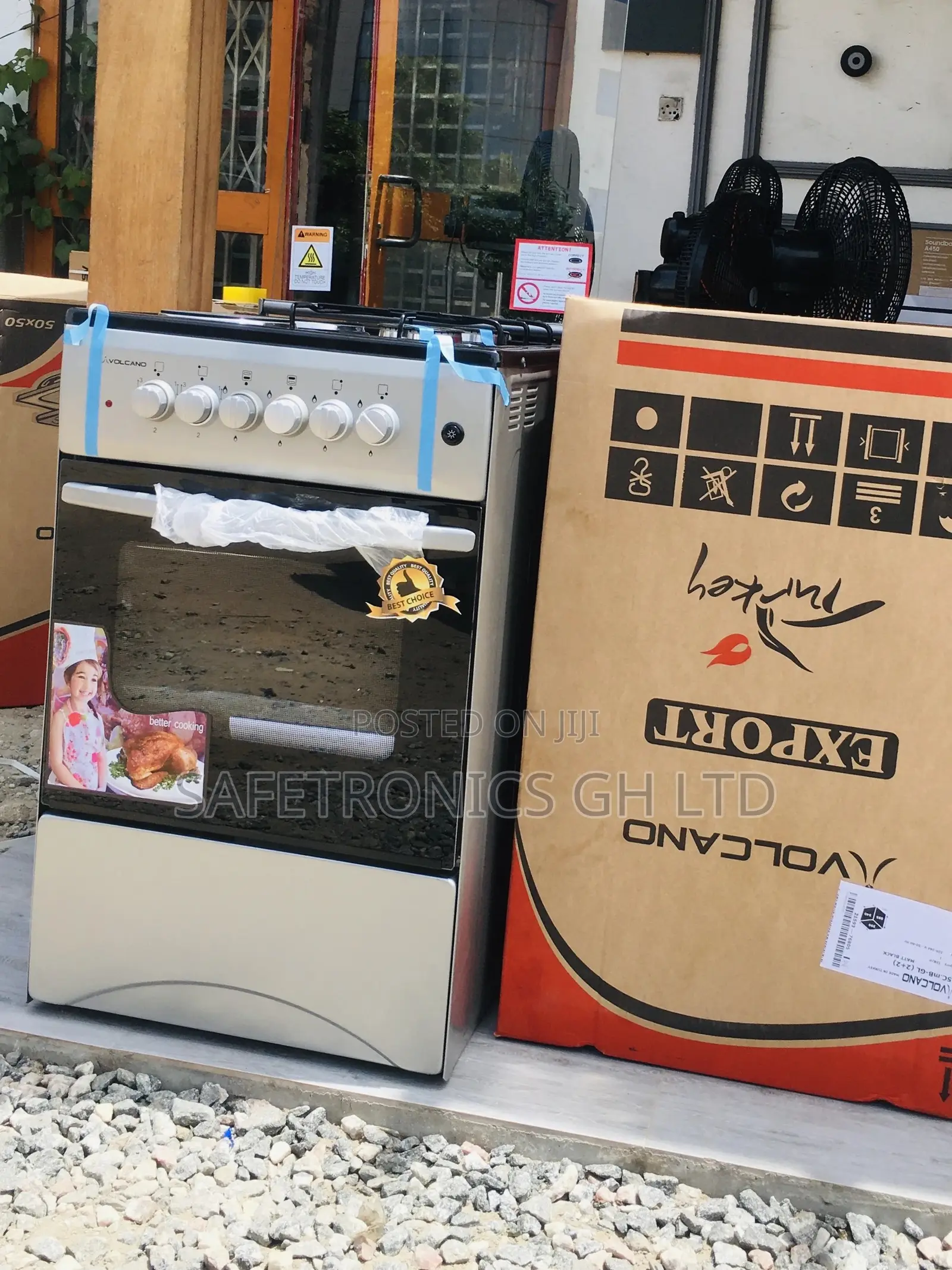 4 Gas Burner Cooker Volcano Oven With Grill 50x50 Glass Lid
