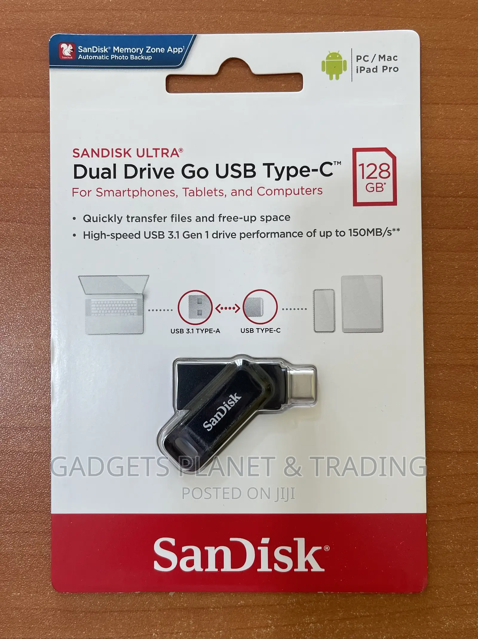 Sandisk 128gb Ultra Dual Drive Go 2-in-1 Flash Drive - 3.1