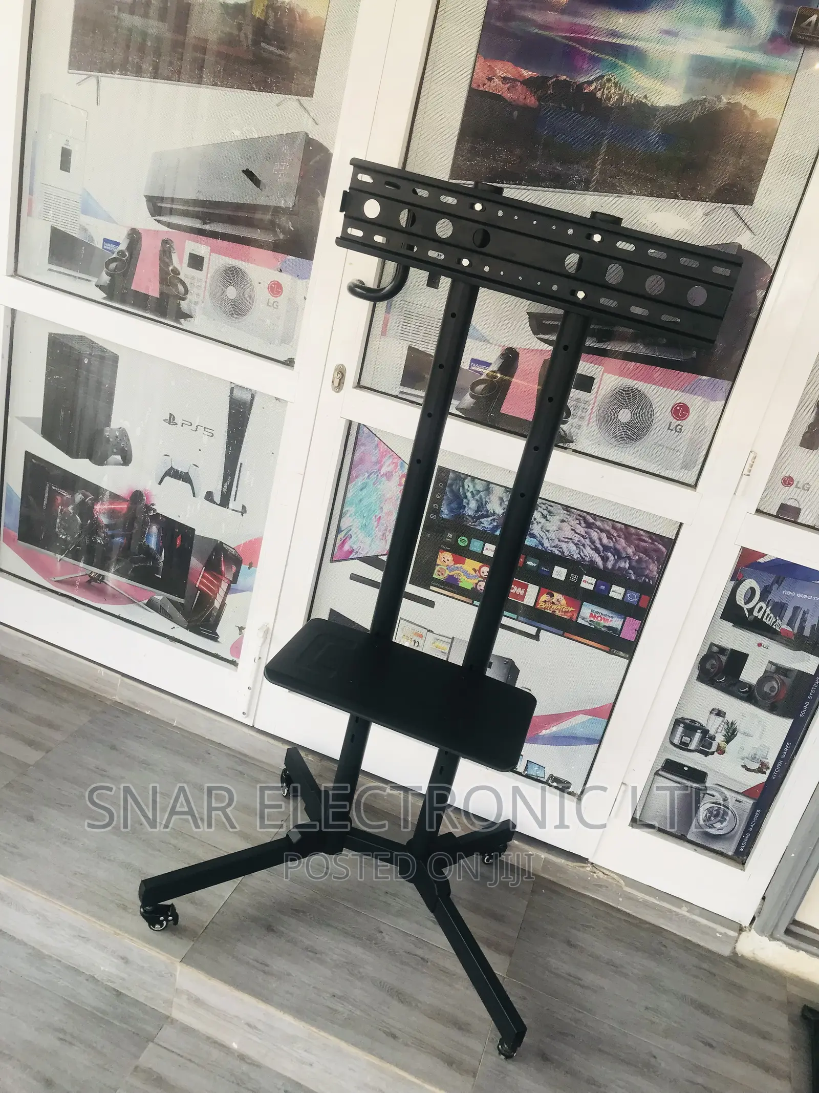 Efficient TV Cart Mobile TV Stand Wheeled Height Adjustable