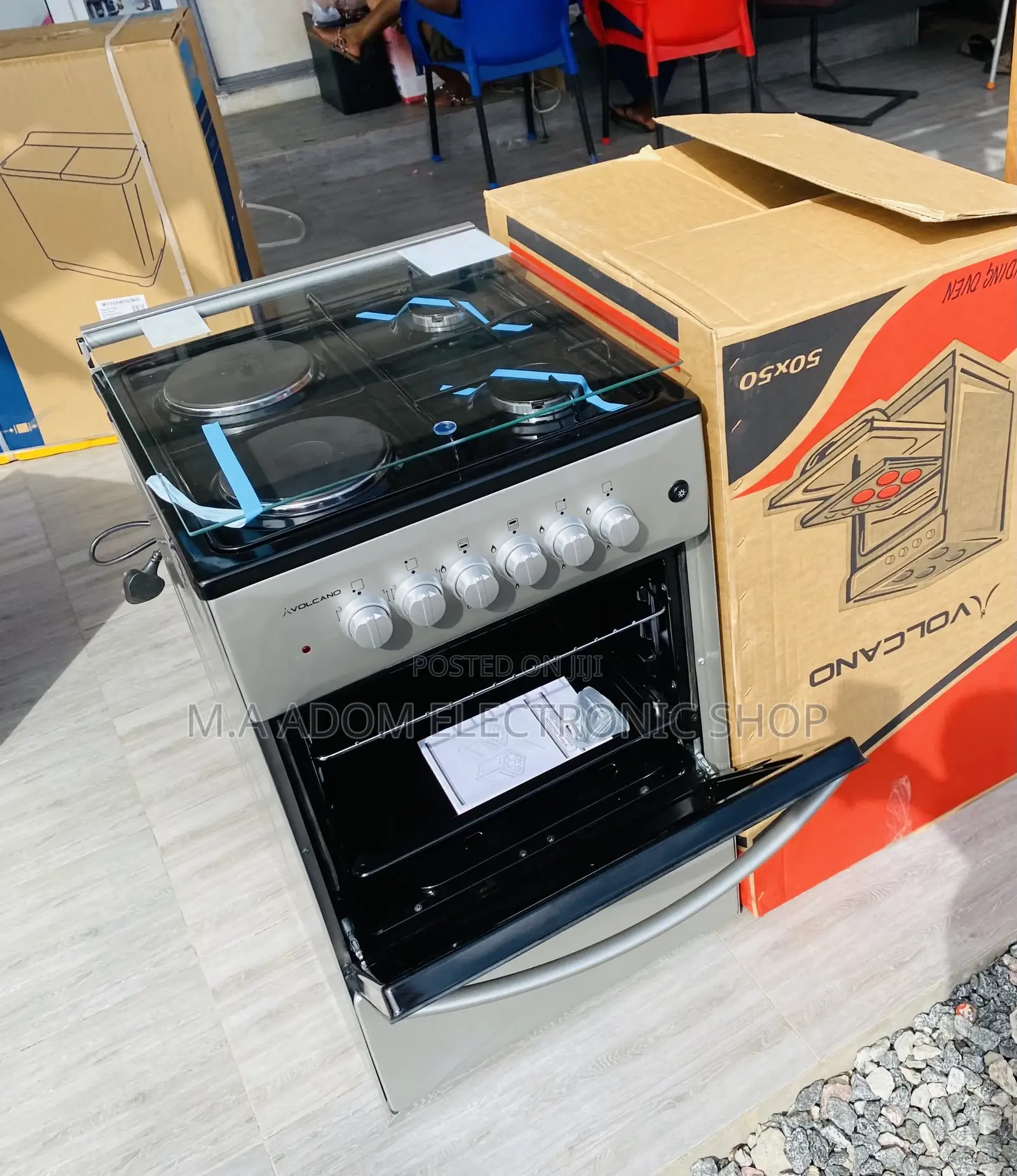 Stainless Steel Volcano 50x50 2 Gas + 2 Electric Burner,Gray