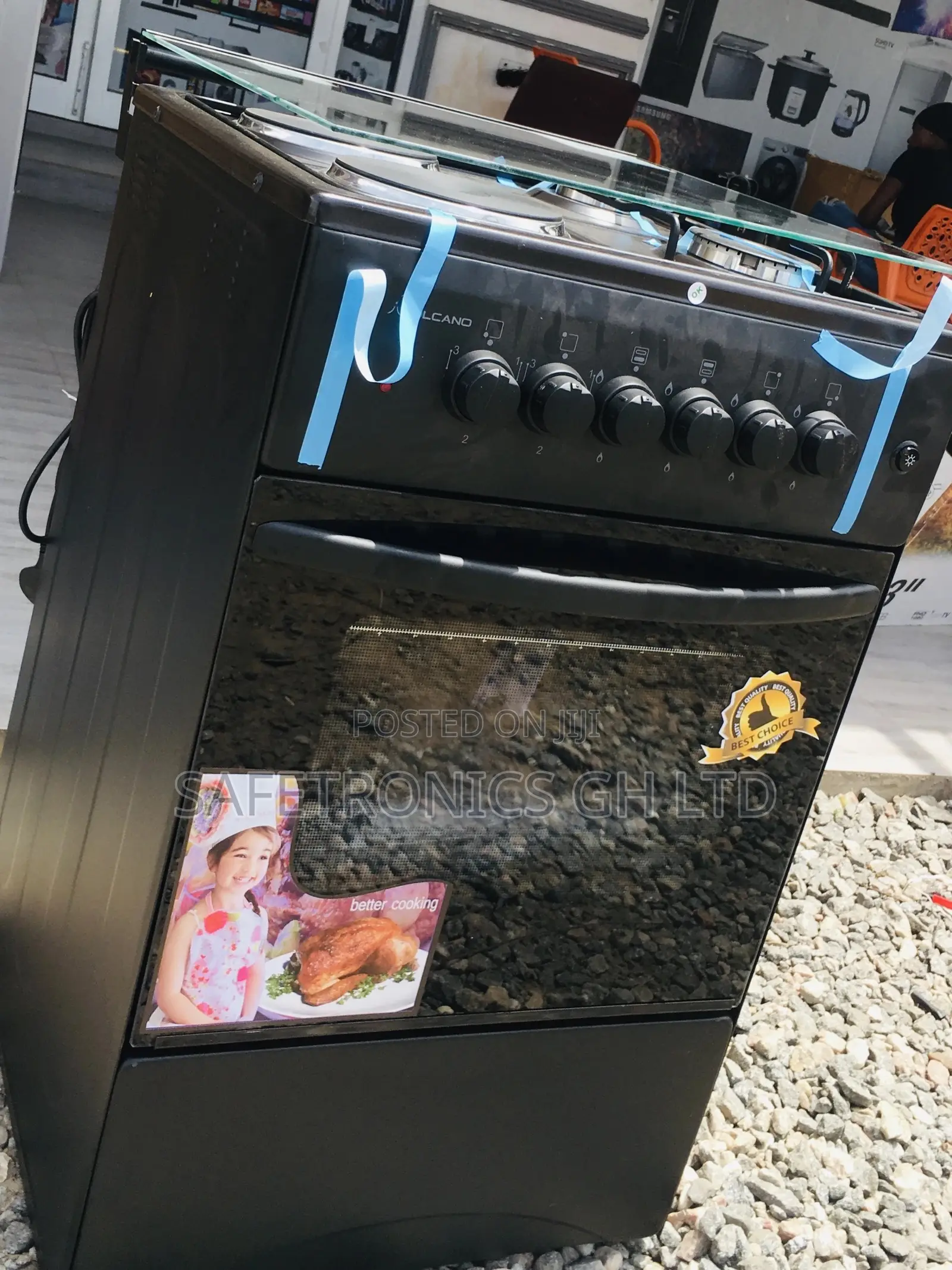 50x50 Oven With Grill Volcano 2 Gas 2 Electric Black Cooker