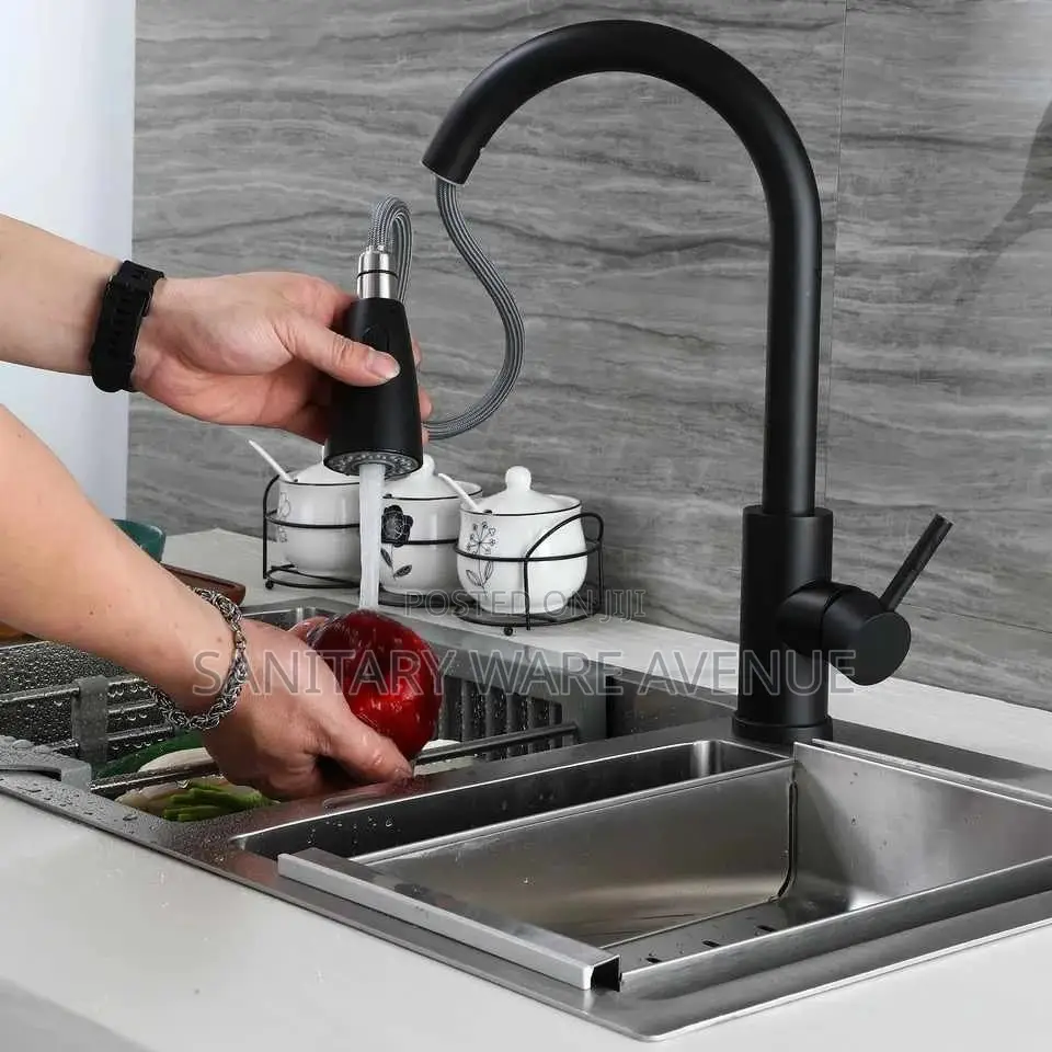 Black Pull-Out Tap - Mixer Tap - Kitchen Sink Tap