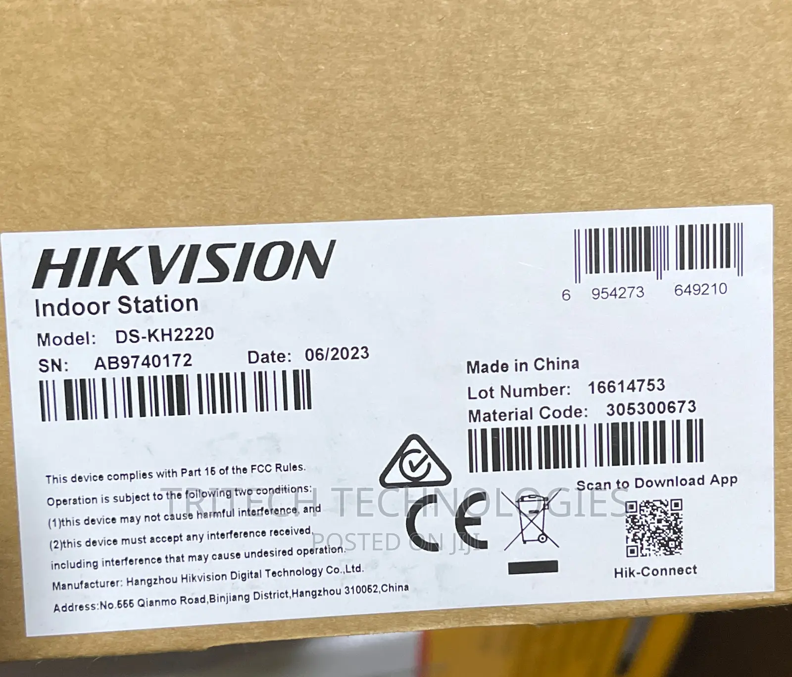 Hikvision Video Door Phone Intercom Indoor Station