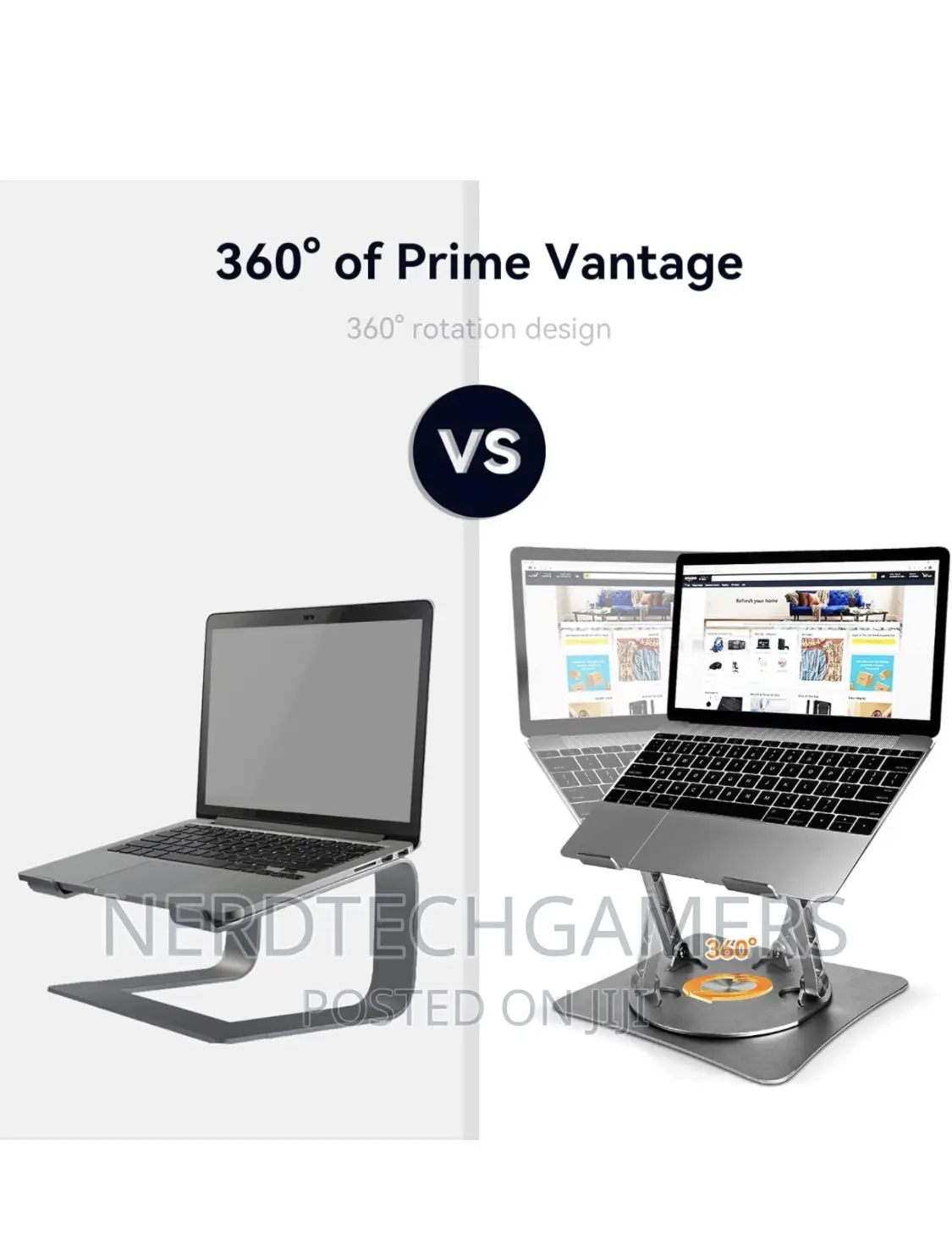 Adjustable Laptop Stand With 360 Rotating Base, Portable
