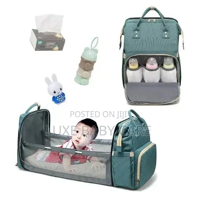 3 in 1 Diaper Bag Backpack With Changing Foldable Bassinet