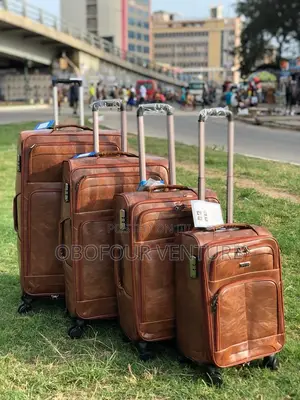 4piece Sets Luggage Expandable Suitcase Luggage, BROWN COLOR