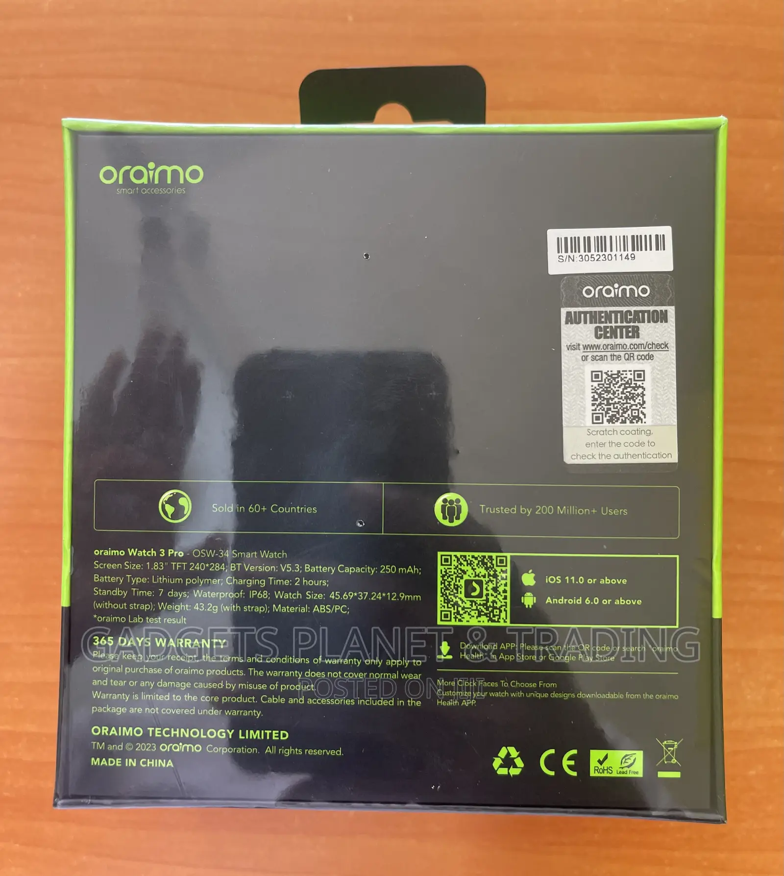 Oraimo Watch 3 Pro 1.83” Screen Bt Call Smart Watch - Osw-34