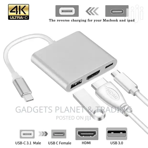 Type C to HDMI + USB-C (PD) + USB 3.0 Adapter