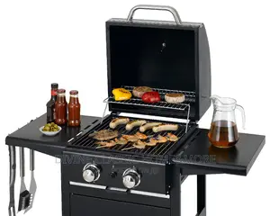 Tepro 2 Burner Gas BBQ Grill With Shelves Wheels