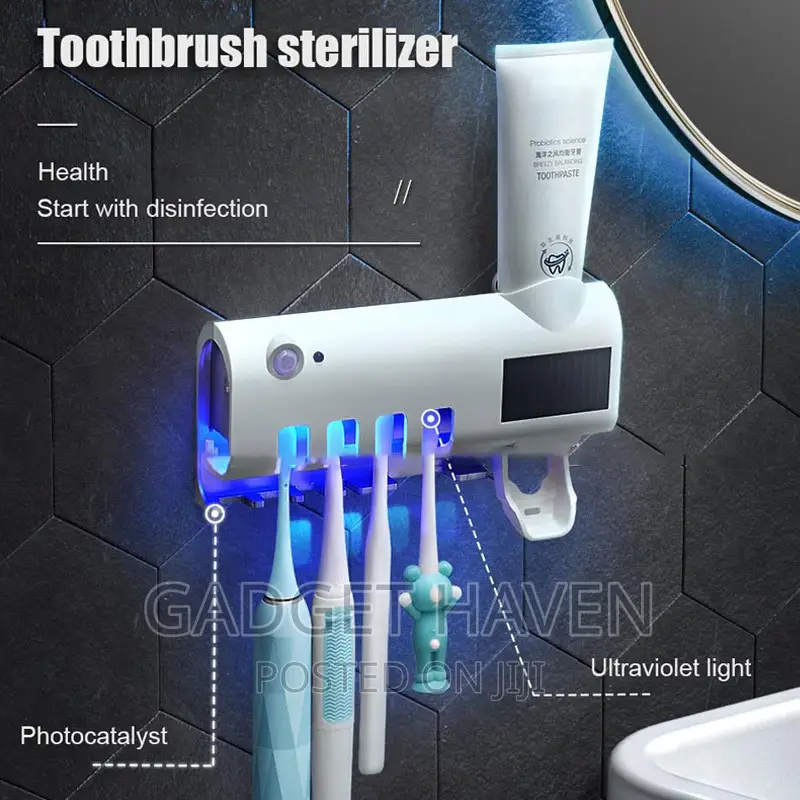 UV Sterilizer Toothbrush Holder and Toothpaste Dispensers