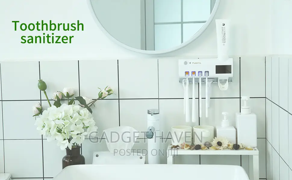UV Sterilizer Toothbrush Holder and Toothpaste Dispensers