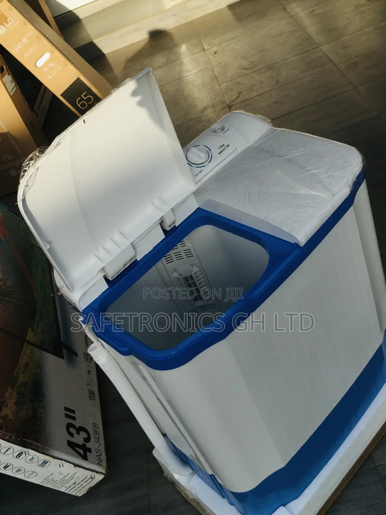 7kg Washingmachine Nasco White/Blue Topload Semiautomatic