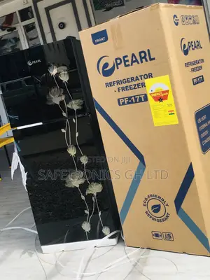Pearl PF-17T Black Glass Doubledoor Pearl Topfreezer Fridge