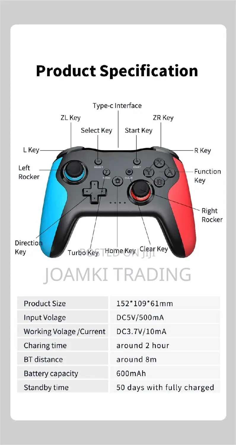 Wireless Controller Bluetooth Gamepad Nintendo, Ps3, Pc Etc