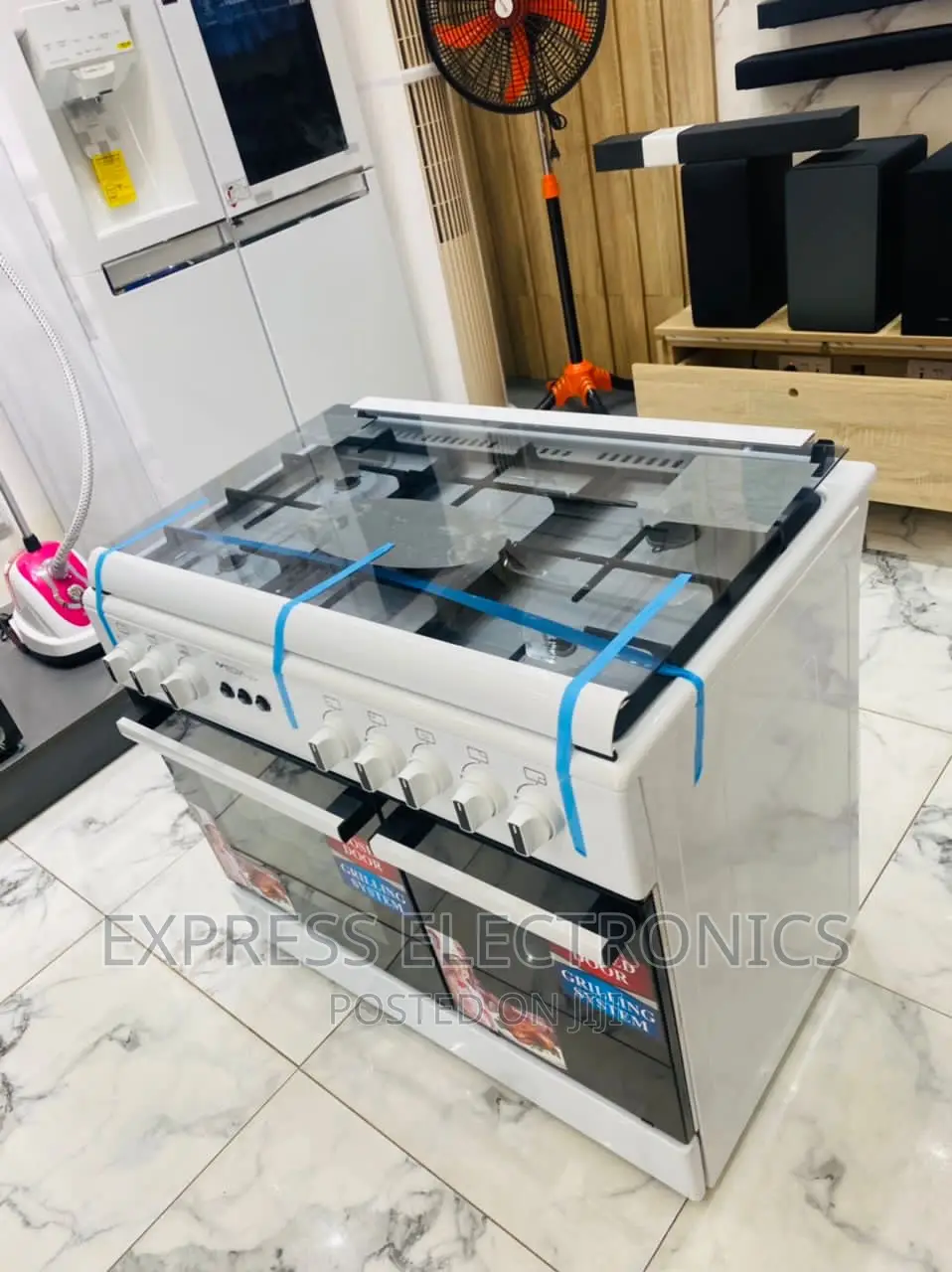 Stylish Design White 5burner All Gas Oven Rotisserie 60/90