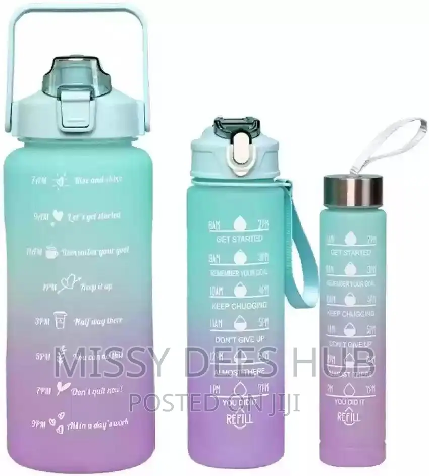 3pcs Bottles With Motivational Time Marker