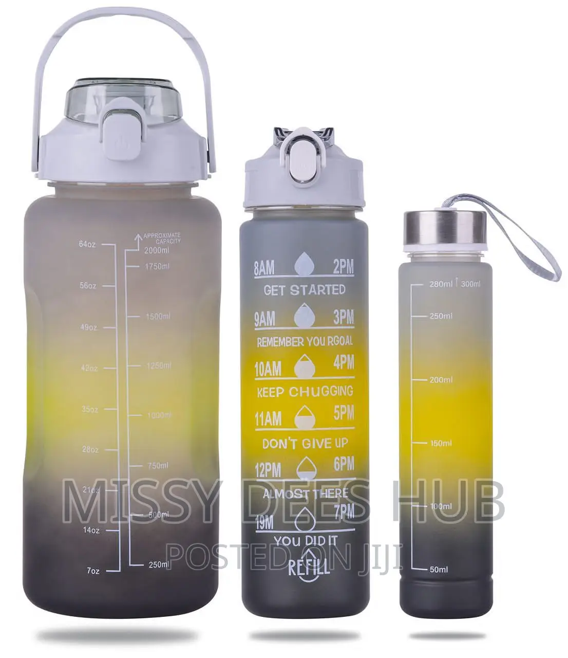 3pcs Bottles With Motivational Time Marker