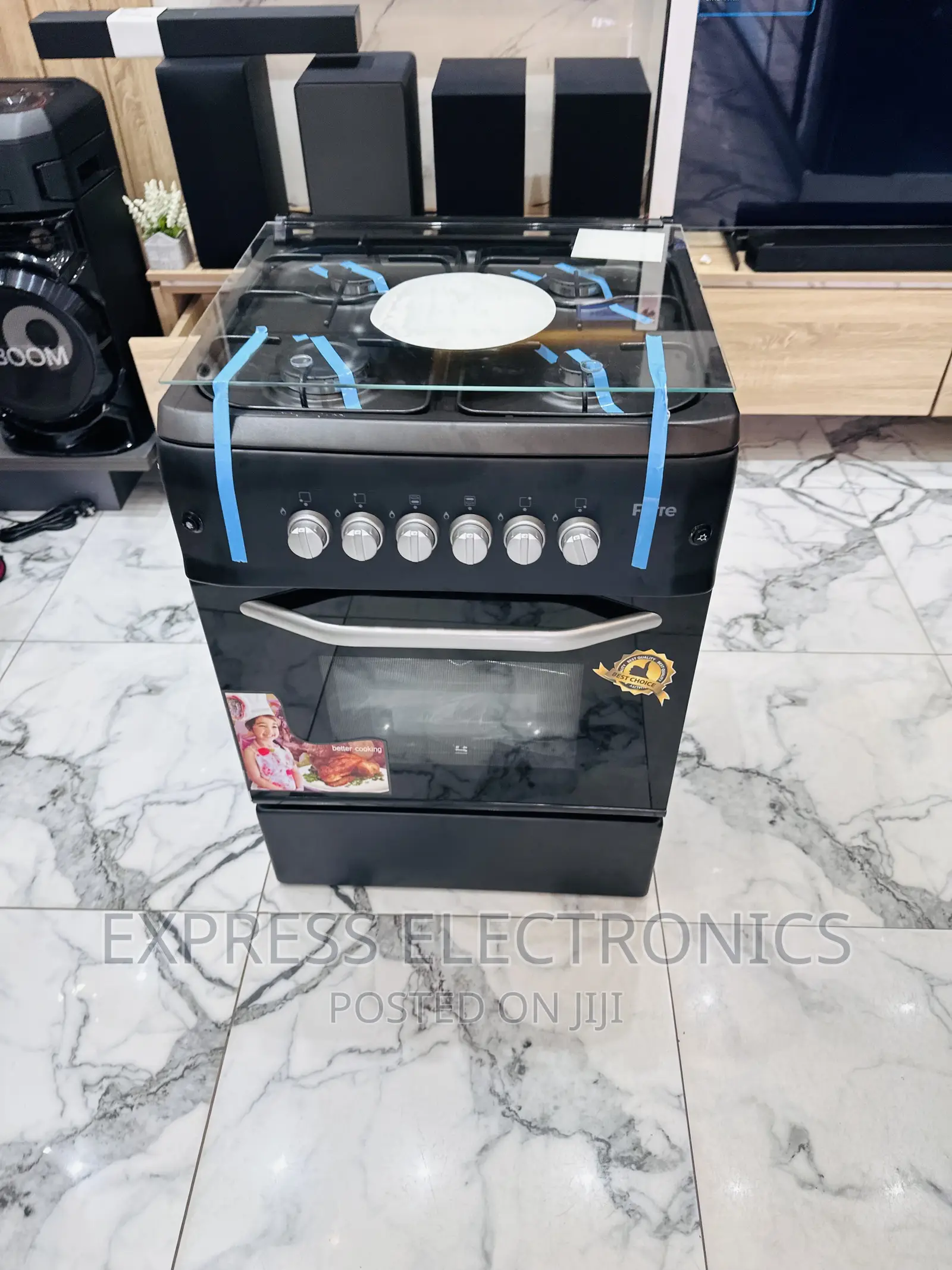 Ferre Black Oven Rotisserie Grill 4burner Gas Cooker