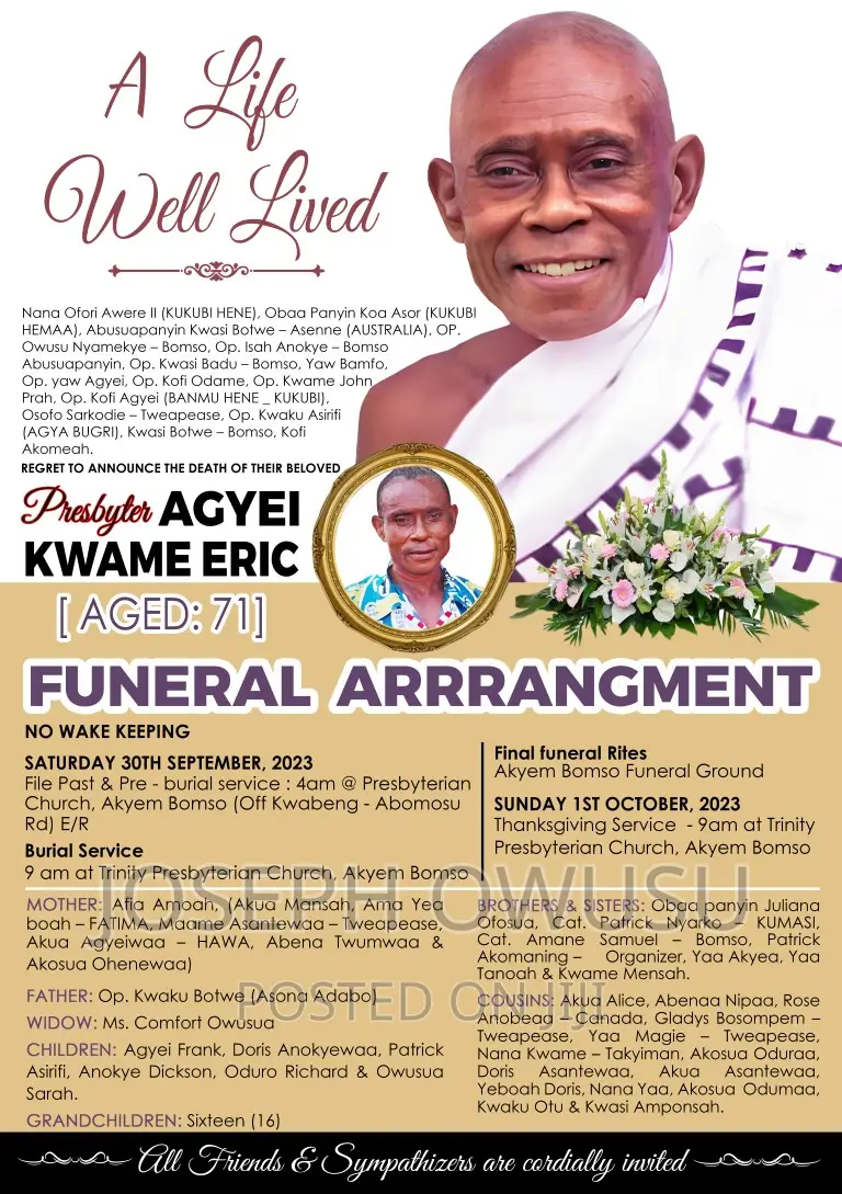 Funeral / Obituary Posters, Brochures And Souvenirs in Awoshie