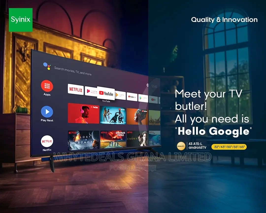 50 Inch Frameless Syinix Smart Android Uhd Voice-Control