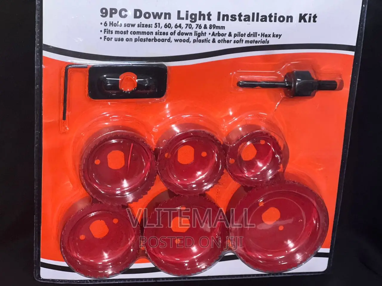 9pcs Down Light Drill Kit Hole Saw Set